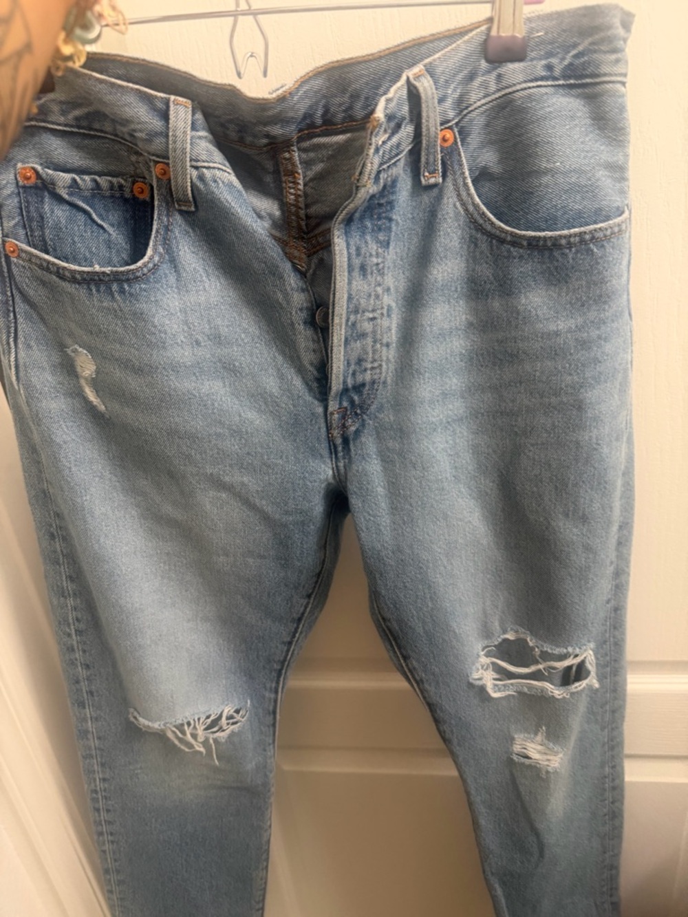 Levi's Light Blue Slim Straight Distressed Jeans
